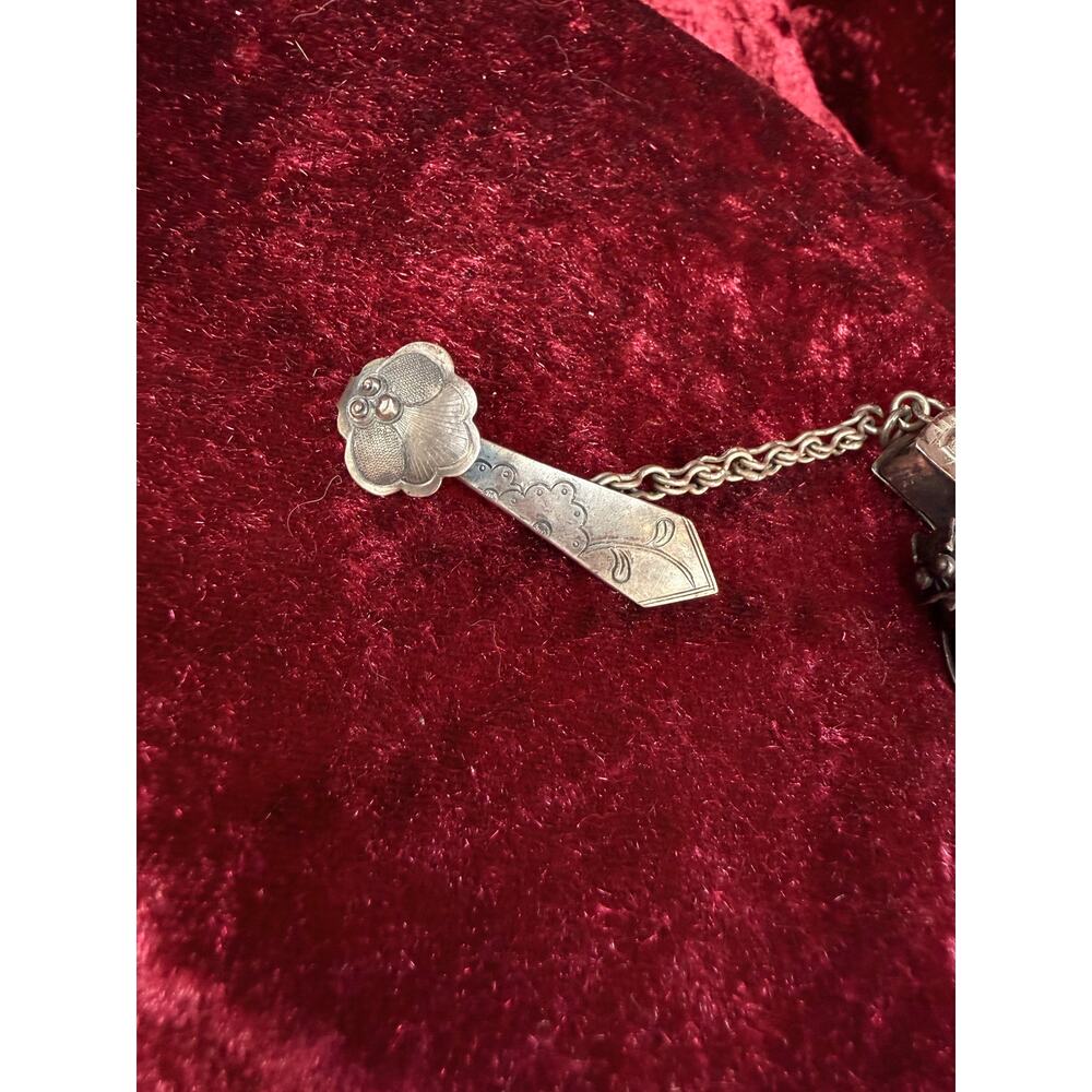 Antique Silver Needle Case Pendant Chatelaine Carnelian Bead Late Qing Dynasty - Picture 12 of 15